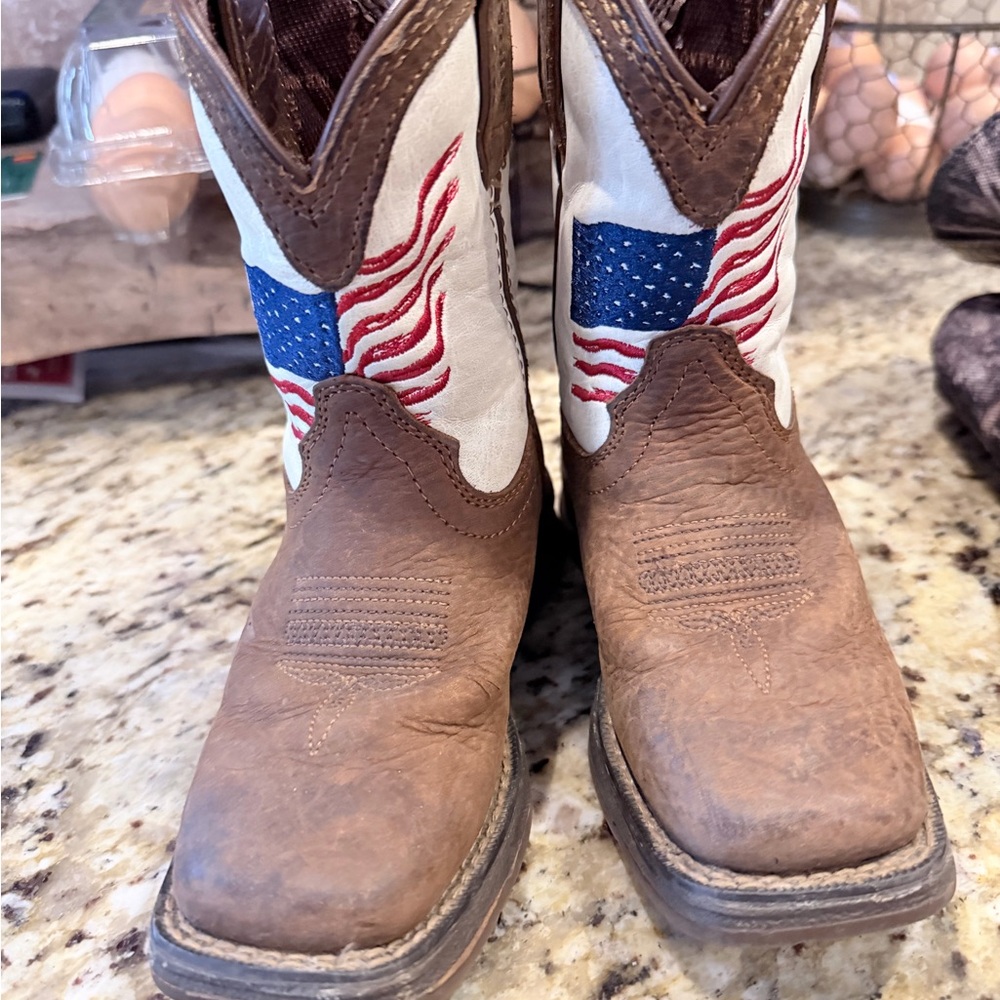 Durango Kids Patriotic Brown and White Boots
